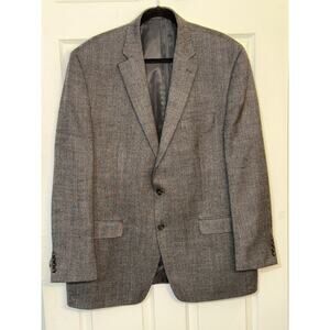 Chaps Men’s Dark Grey 2 Button Sports Coat Suit Jacket Size 48L 100% Wool